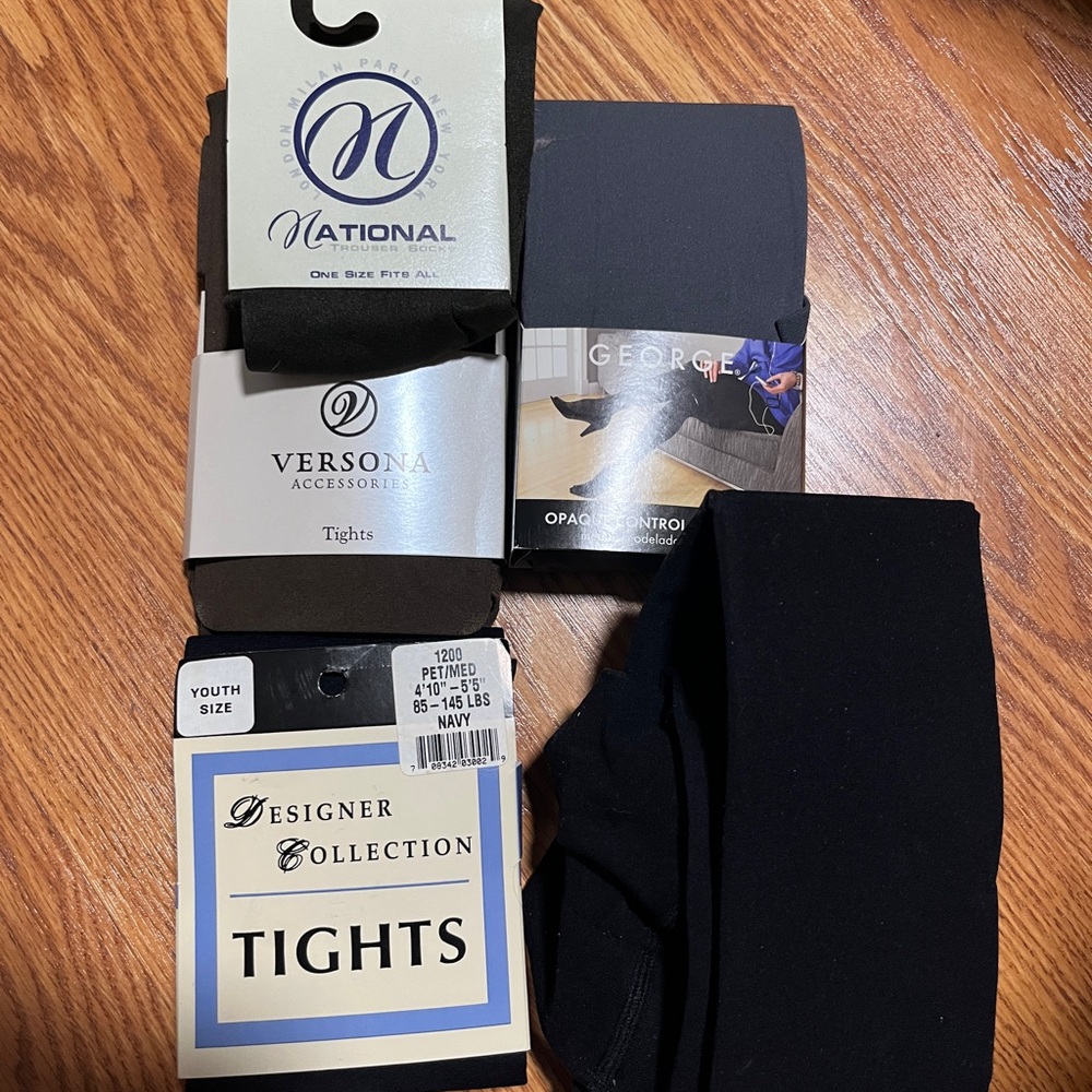 Black, Navy, and Brown Tights. See photos for sizes and brands. New
